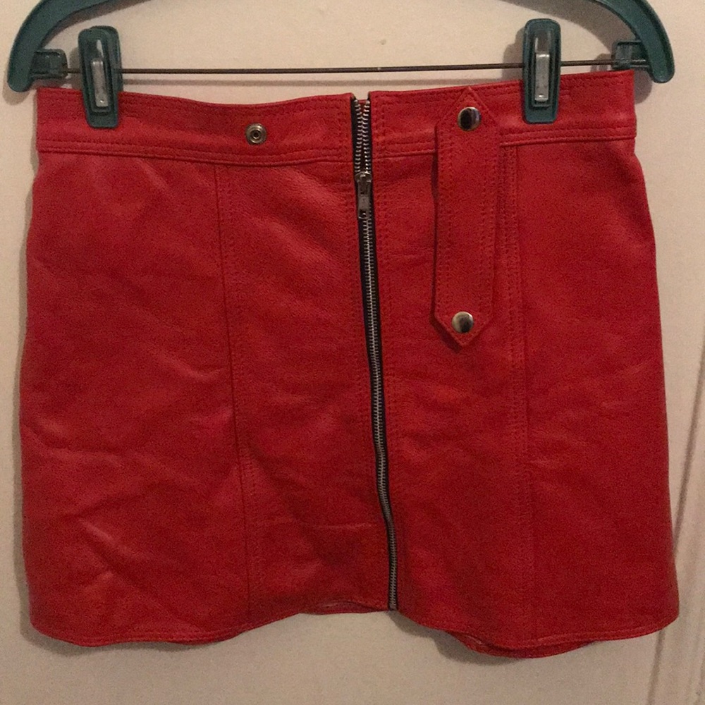 Red Leather Skirt. Worn Twice